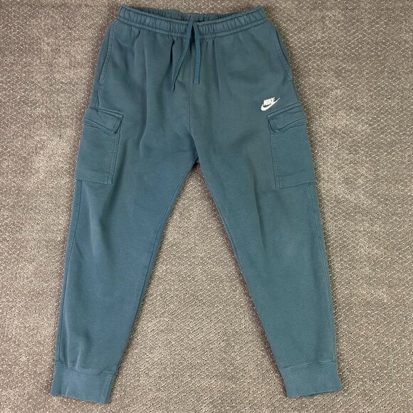 Nike Sportswear Club Fleece Cargo Pants Men's Large Teal Sweatpants Gym Joggers - Picture 1 of 14